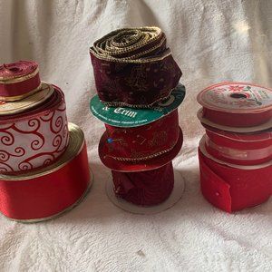 New Vintage & Modern Ribbon 9 Rolls of Velveteen, Red, Maroon, Burgundy